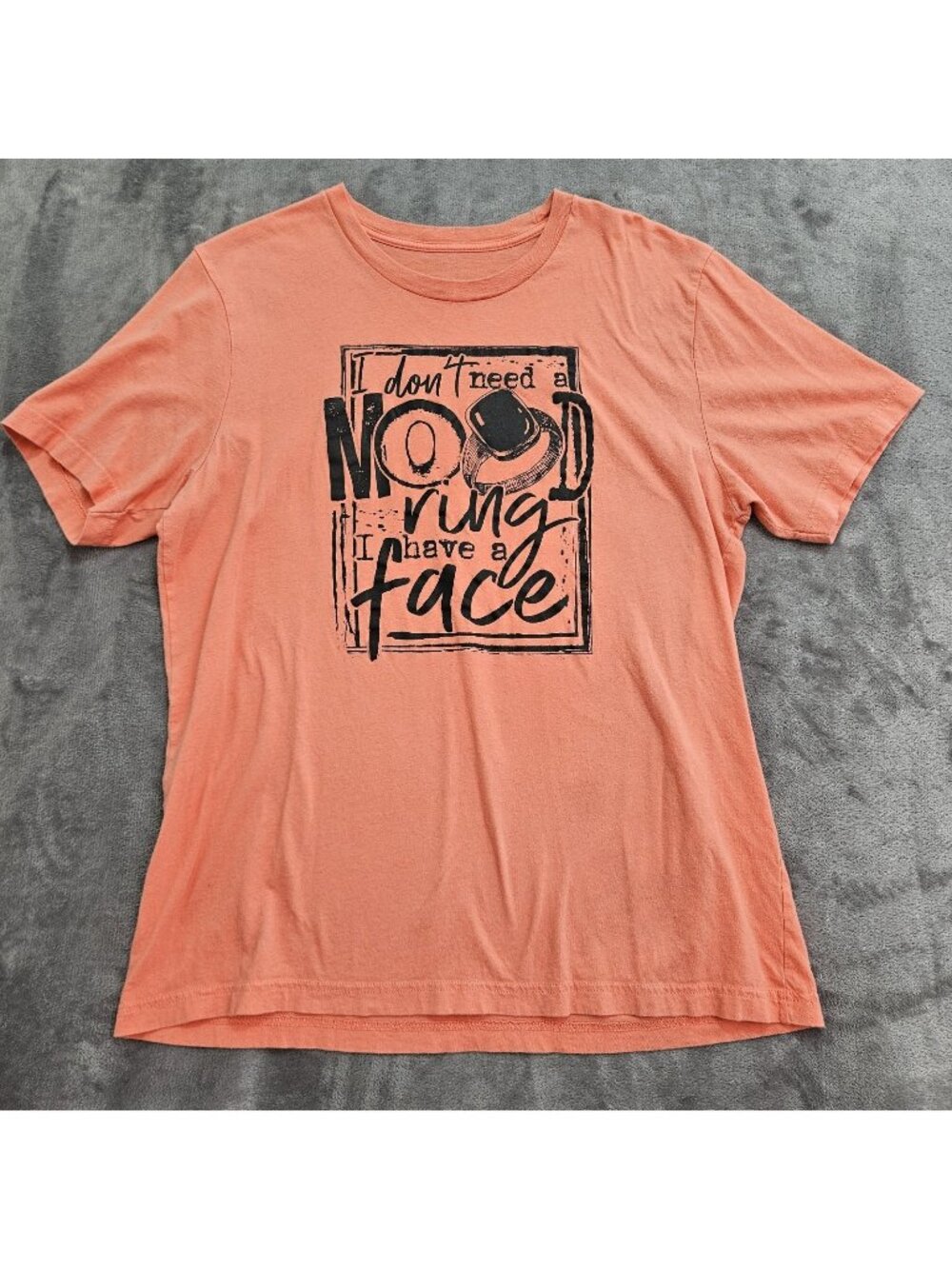 Womens Large Orange T-shirt Tee Funny Graphic I Don't Need a Mood Ring Casual
